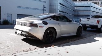 Nissan Z shows off its exhaust note during a hard launch